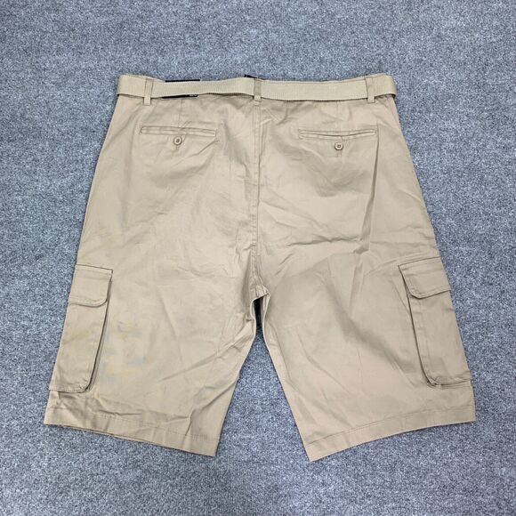 Blu Rock Shorts Mens 42 Khaki Cotton Blend 4 Way Stretch Cargo Pockets Belted - Picture 10 of 13